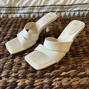 Zara Women’s Ivory White Sandal Heels Size EU 39 (US 8/8.5) Faux Leather